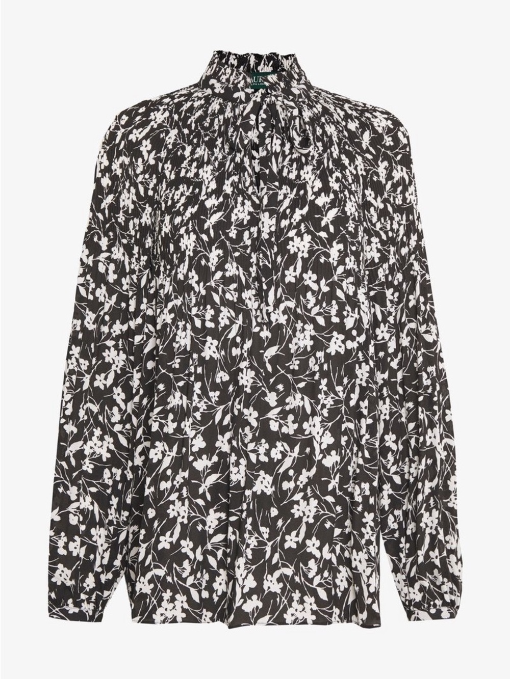Lauren by Ralph Lauren Black and White Floral Blouse